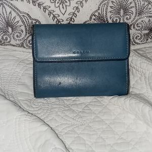 Vintage Blue Coach Tri-Fold Wallet